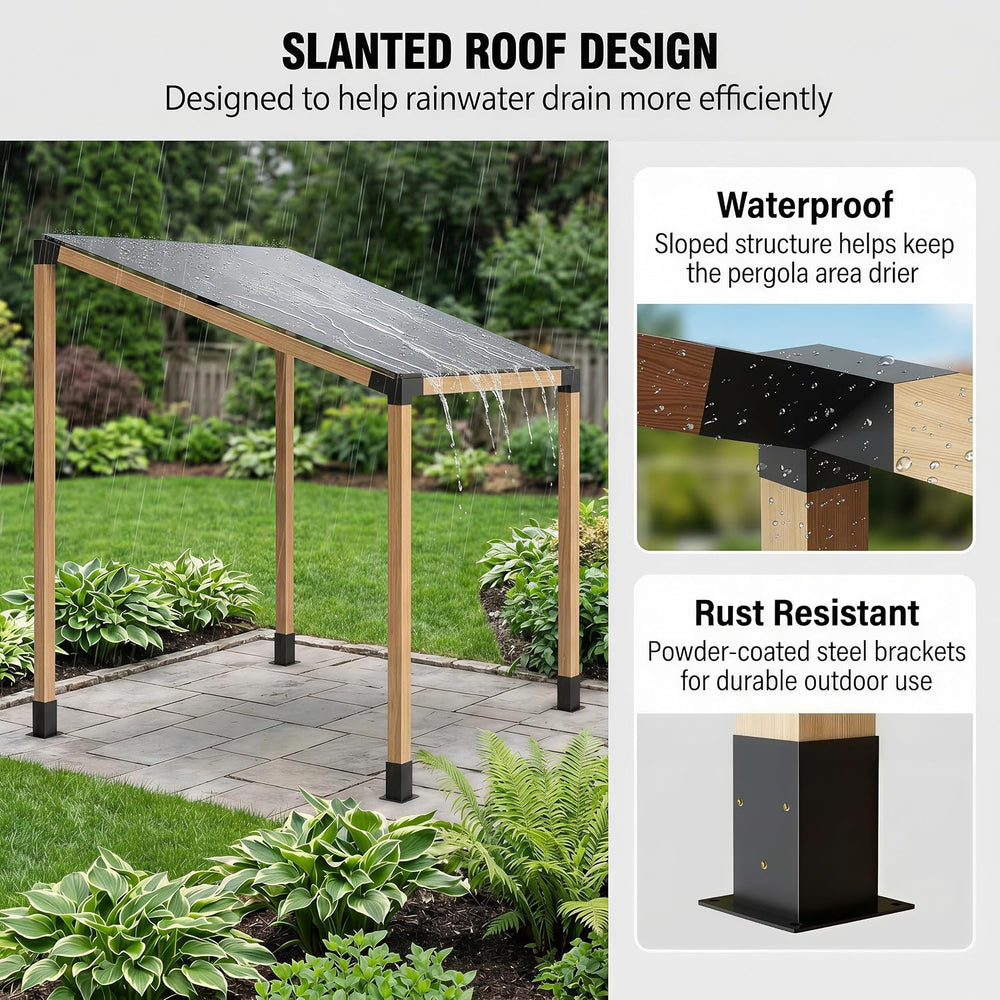 JEXALINE Heavy-Duty 15°Sloped-Roof Single-Bay Pergola Bracket Kit for 4"...
