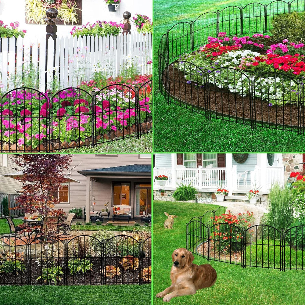 Decorative Garden Fence 17in x10ft, 10 Pack Rustproof Metal No Dig Fence Anim...