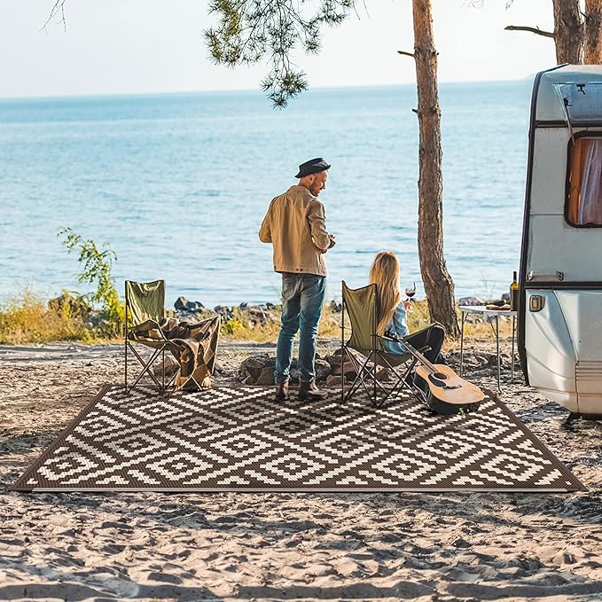 GENIMO Outdoor Rug for Patio Clearance, 9'x12' Waterproof Camping Mat...