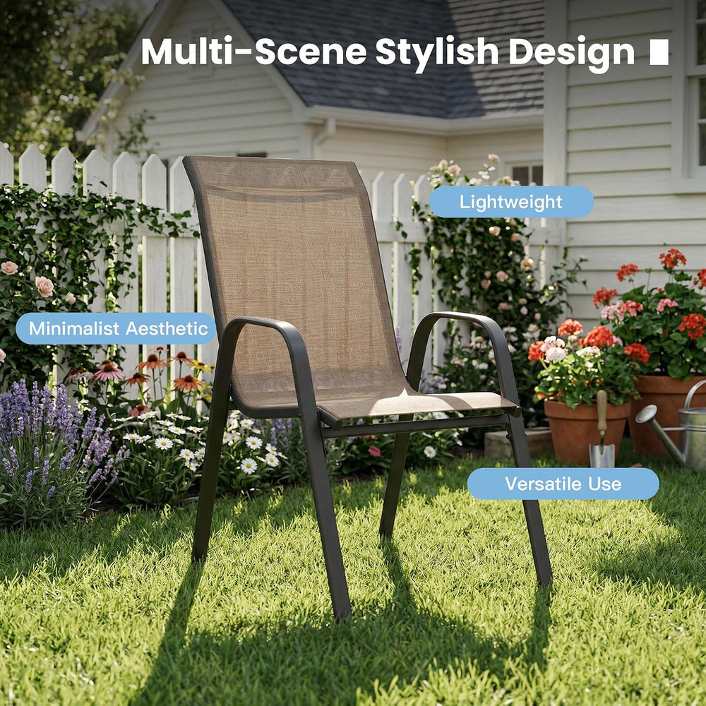 DIFY Patio Chairs Set of 6, Stackable Outdoor Dining Chairs Set with Breathab...