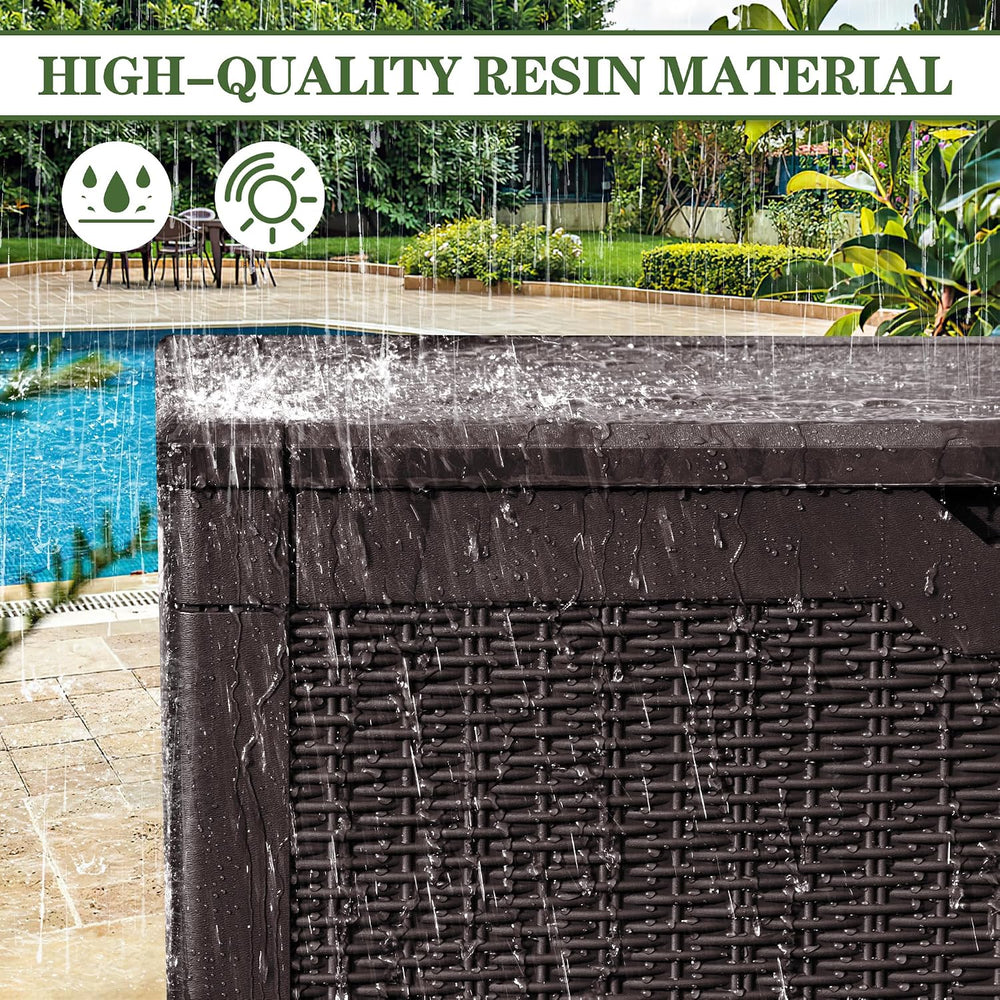 Greesum 100 Gallon Resin Deck Box Large Outdoor Storage, Imitation Rattan Wea...