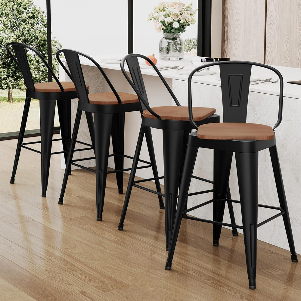 Aklaus Swivel Bar Stools 30 inch Metal Swivel Bar Height Barstools Set of 4 M...