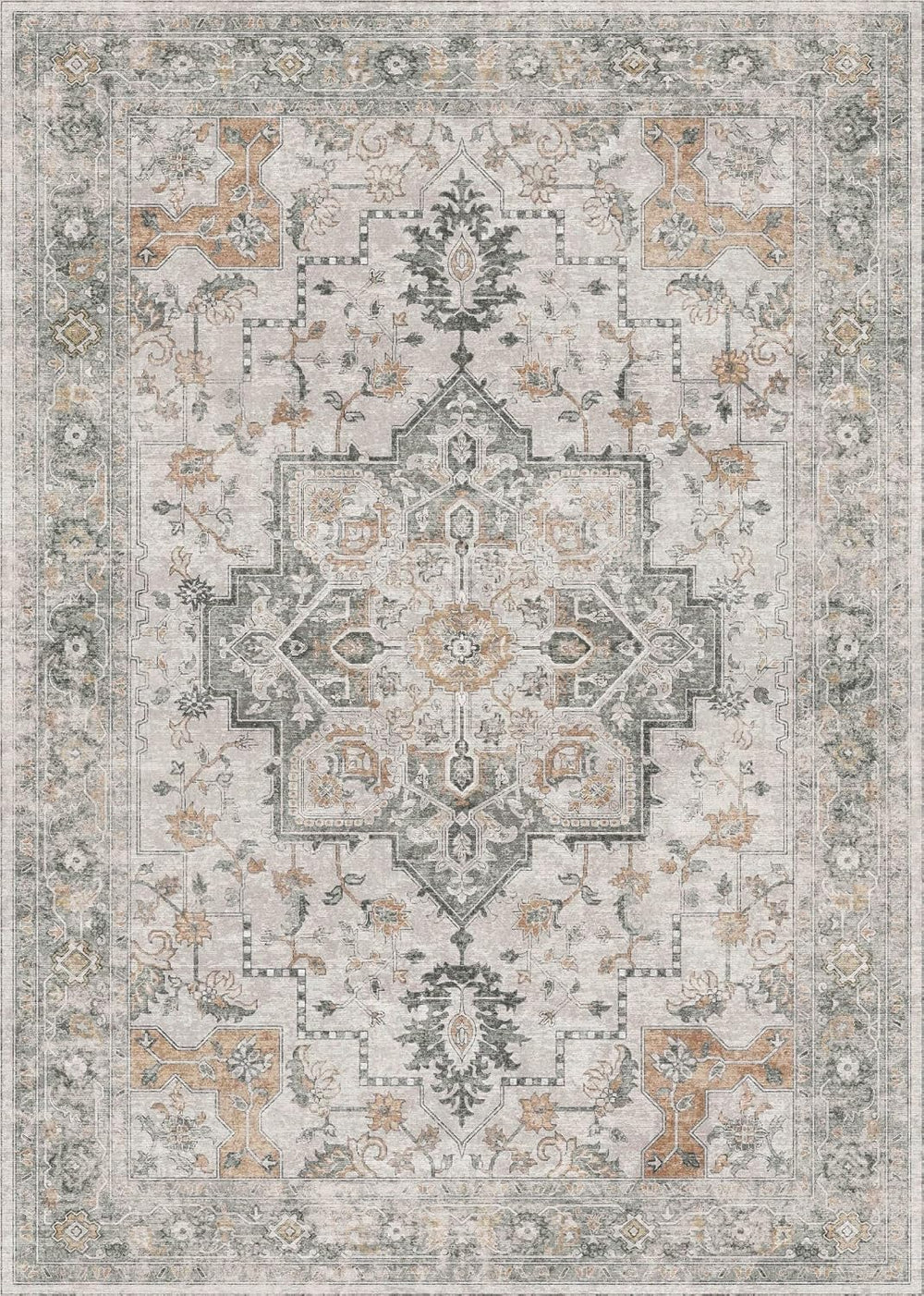 GENIMO 5x7 Washable Area Rugs for Living Room, Non Slip, Light Taupe Brown