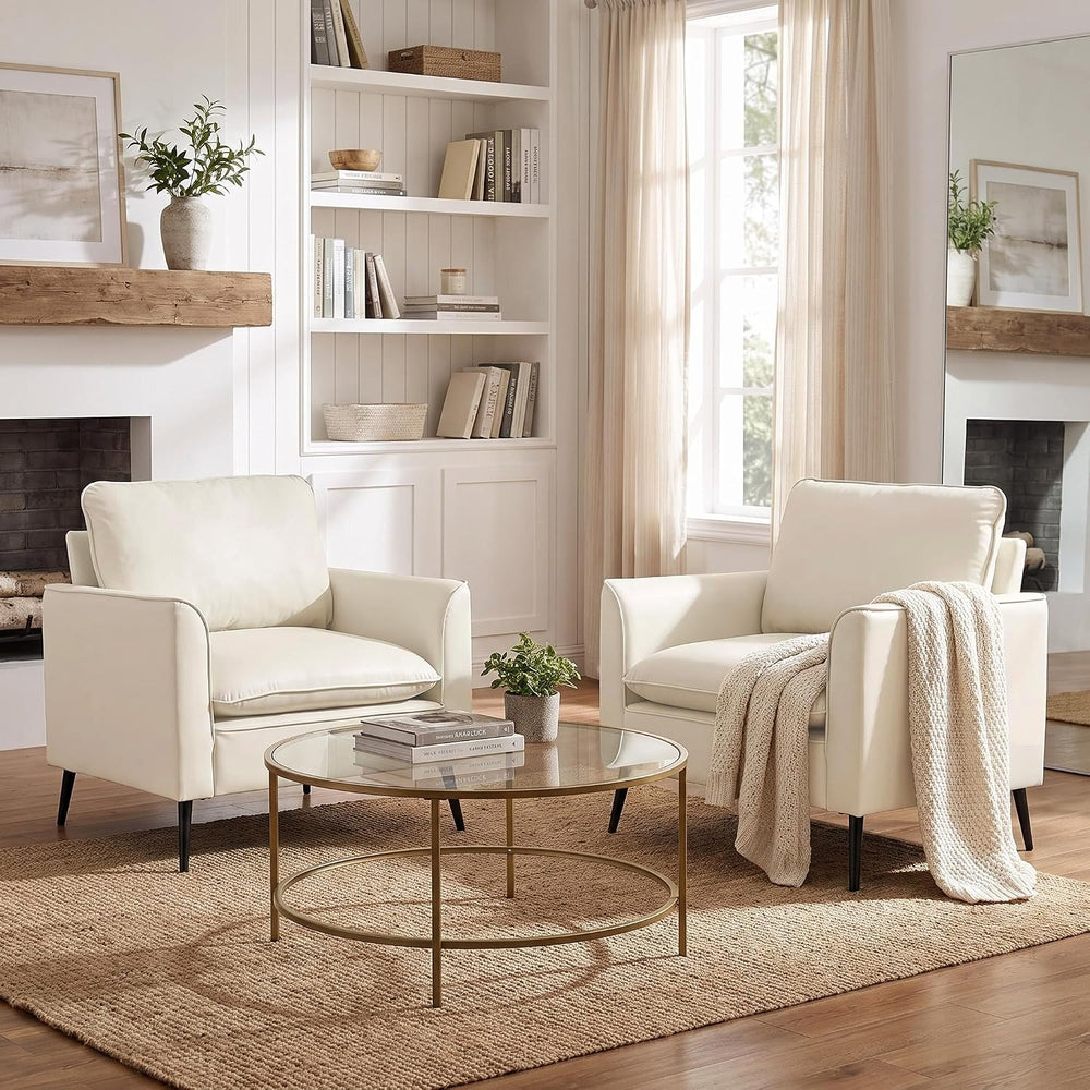 YISHENG Mid-Century Modern Living Room Accent Chairs Set of 2 - Oversized Fau...
