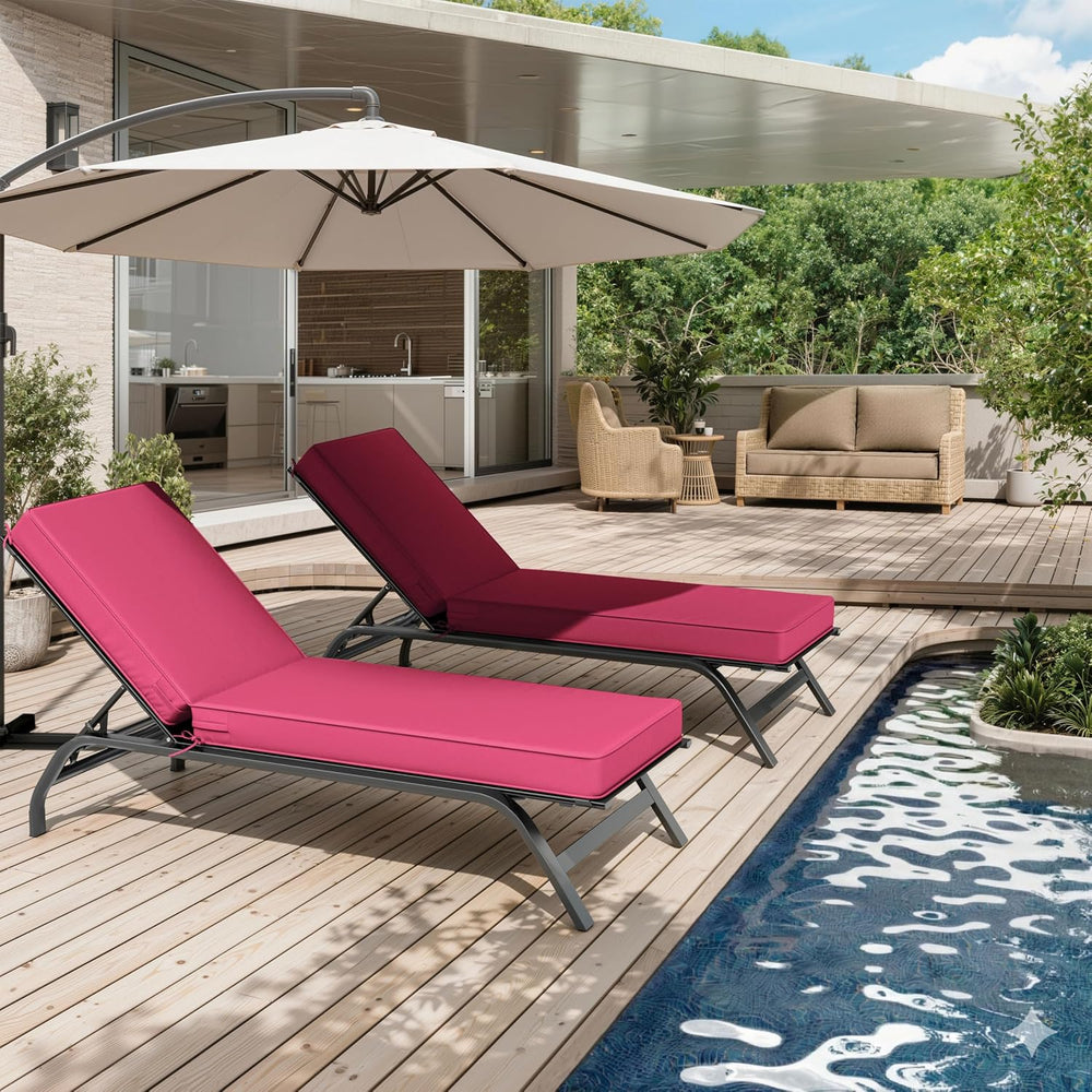 Chaise Lounge Cushions Outdoor of 4, 80 x 26 Inch Fade Resistant Ties Beach