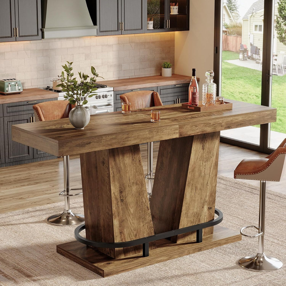 Tribesigns 62.99" Industrial Bar Table for 4-6, Rectangle Counter Height...