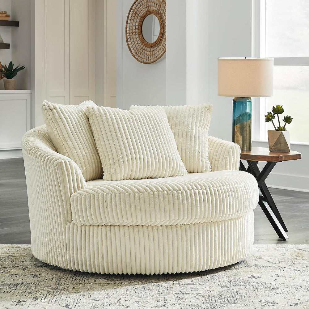 Signature Design by Ashley Lindyn White Oversized Swivel Accent Chair