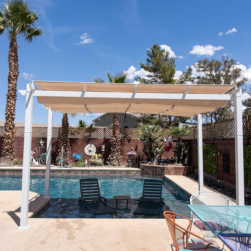PURPLE LEAF Outdoor Pergola 10' x 13' White Pergola, Double Canopy, K...