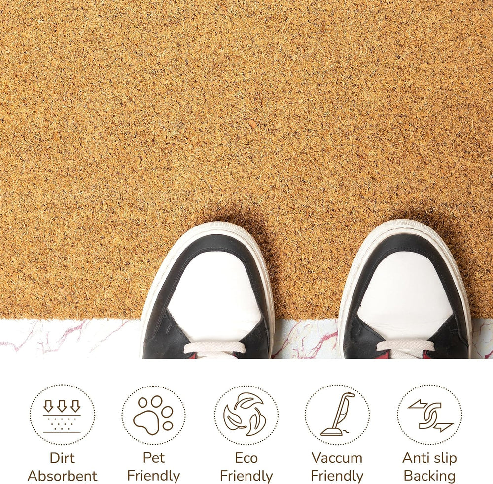 Coco Coir Door Mat DIY Plain Welcome Mat, Pack of 2, Beige 30x17