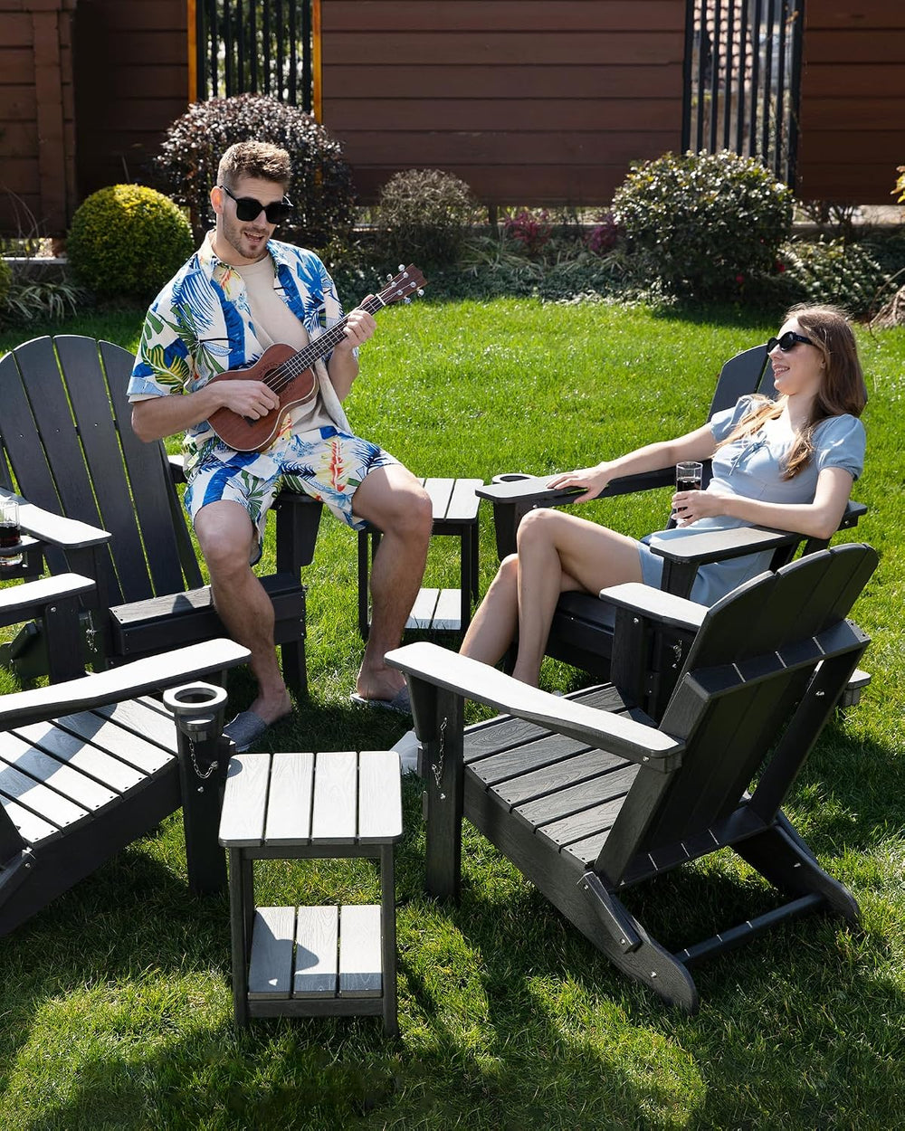 Folding Adirondack Chair Wood Texture, Patio Chairs Weather Resistant, Outdoo...