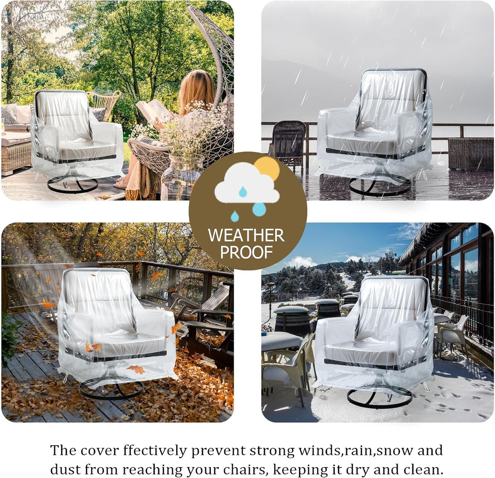 2 Pack Clear PVC Patio Swivel Chair Covers, Waterproof, 33 x 35 x 38.5 In