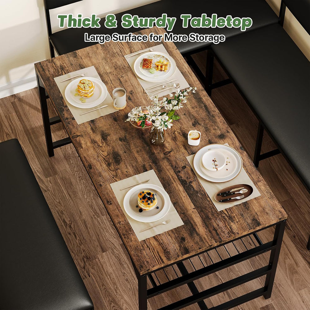 Concho Corner Dining Table Set with Soft Seat, Coffee Brown