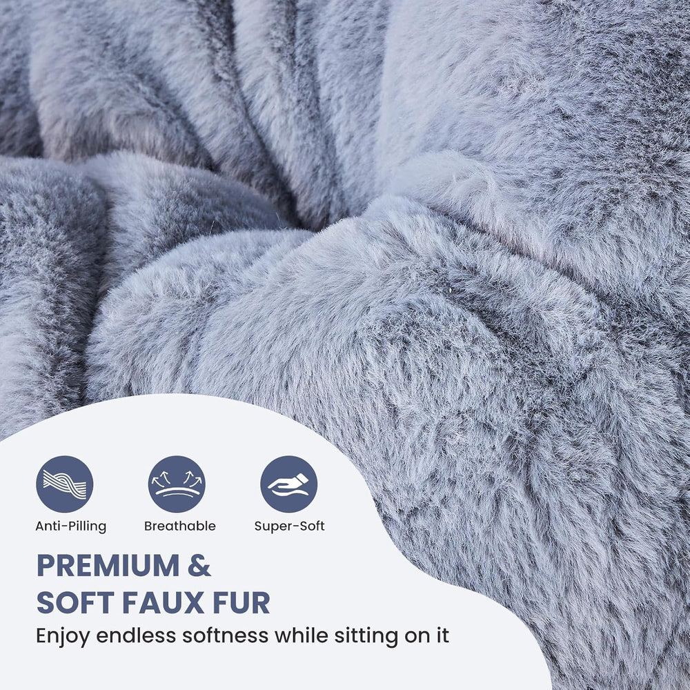 Simple Deluxe Oversized Square Moon Chair for Adults, Soft Faux Fur Folding L...