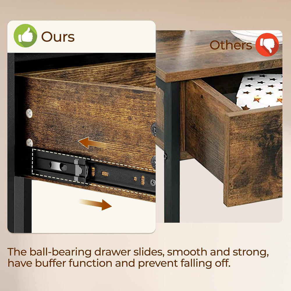 Yaheetech Console Table with Drawer, Rustic Entry Table with 3 Tier Storage