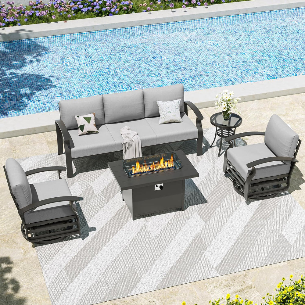 Kullavik Aluminum Outdoor Patio Furniture Set with 5.1'' Thick Cushions