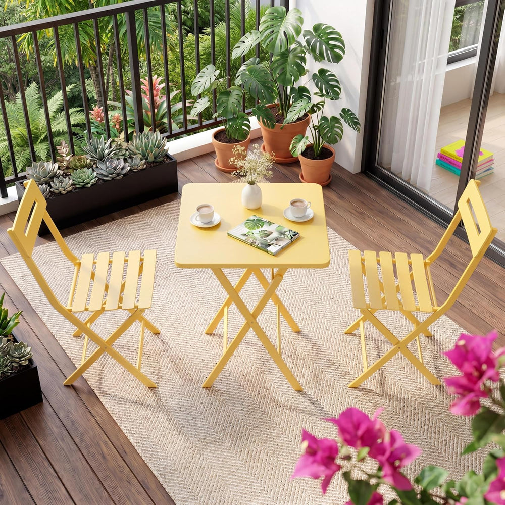 Garvee 3-Piece Bistro Set, Outdoor/Indoor Folding Patio Furniture Set,Space S...
