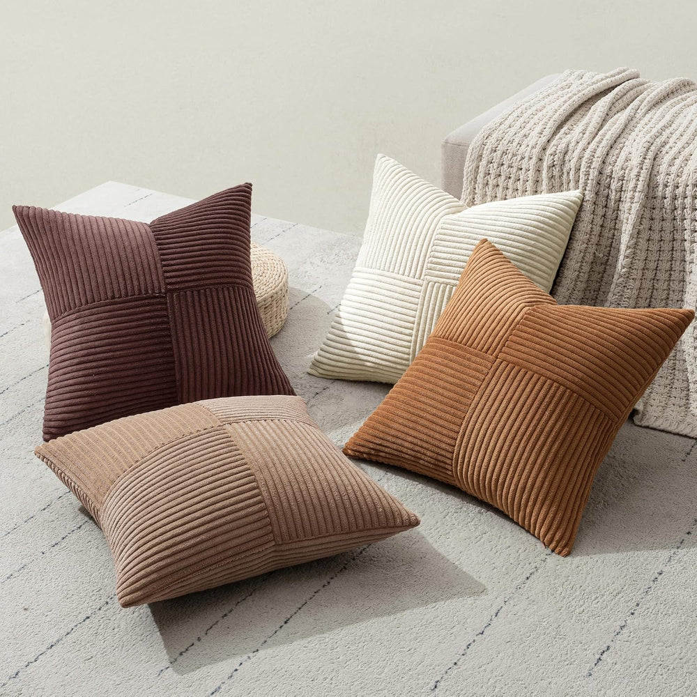 MIULEE Brown Throw Pillow Covers 20x20 Inch Set of 4 Boho Farmhouse Cushion C...