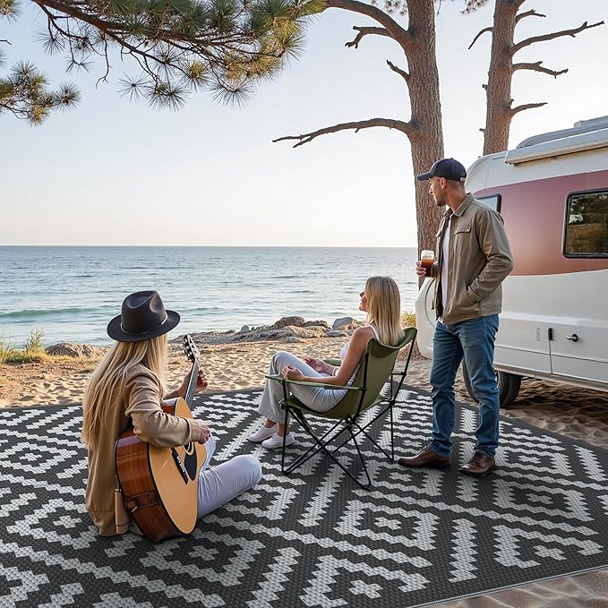 GENIMO Outdoor Rug for Patio Clearance,9'x12' Waterproof Large Mat,Re...