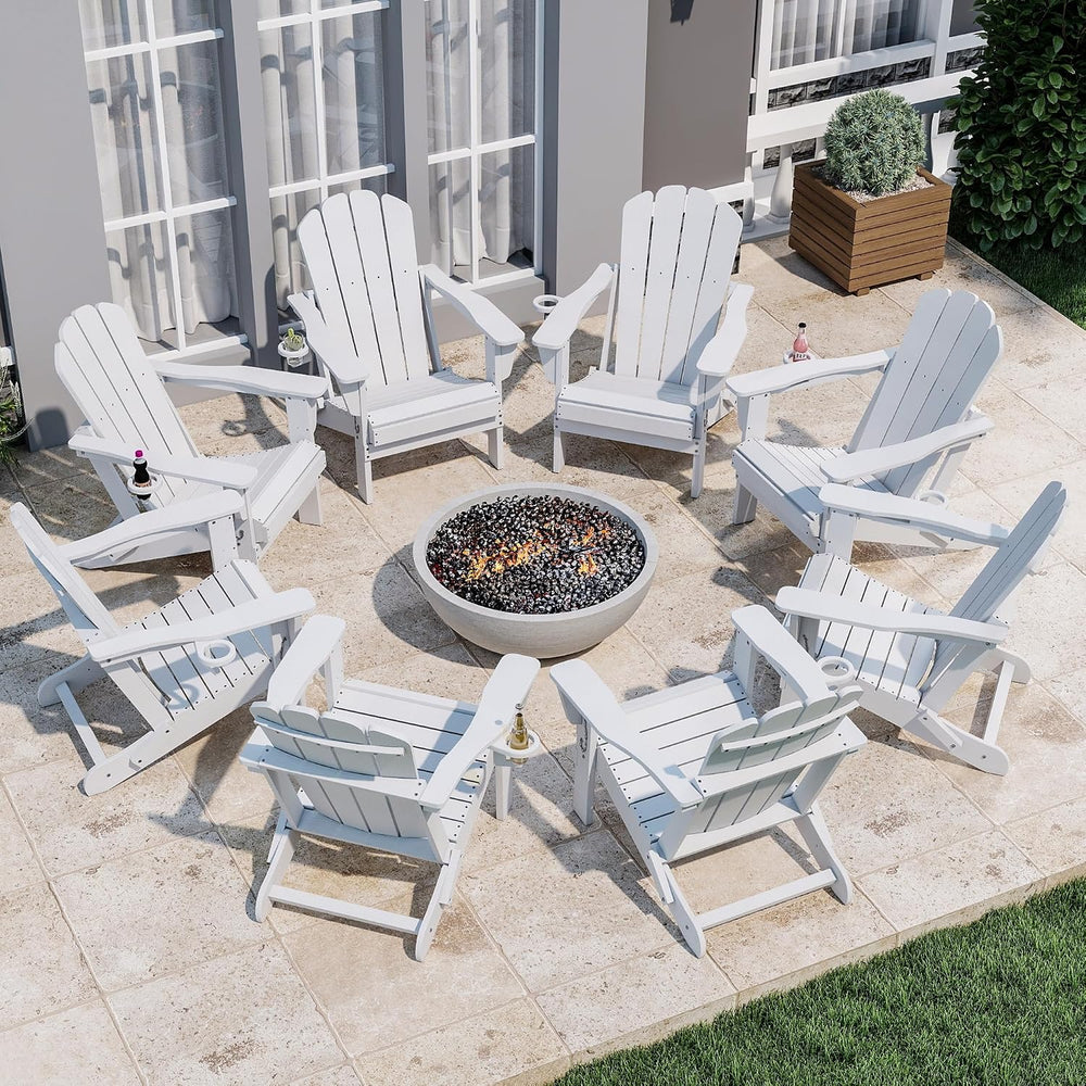Domi Folding Adirondack Chair Set of 8, HDPE All-Weather Adirondack Chairs wi...