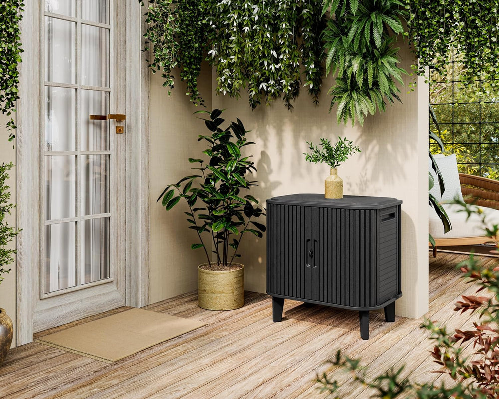 Keter Velo 30 Gallon Outdoor Storage Cabinet (2 Pack), Weather‑Resistant Resi...