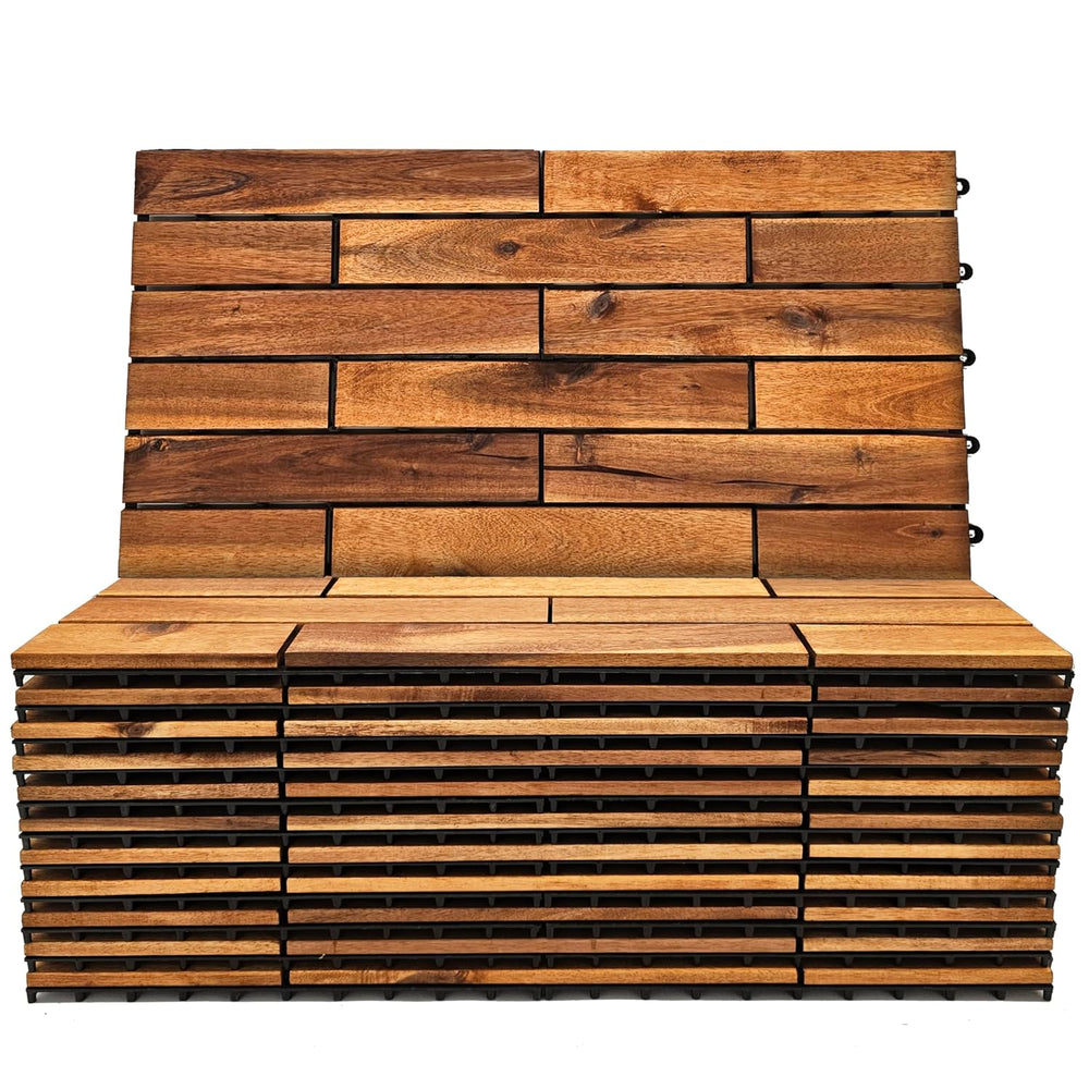 Majestick Goods 12-Pack Longboard Acacia Wood Interlocking Deck Tiles