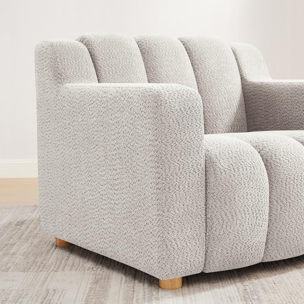 VANOMi Oversized Accent Chair, Modern Living Room Chairs, Boucle Khaki