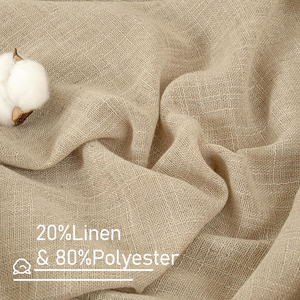 LAMIT Living Room Linen Curtains 95 Inch for Bedroom, Semi Sheer Panels