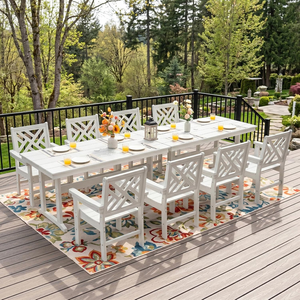 HDPE Dining Table Set for 8,10-Piece Outdoor Table and Chairs Include 8 Dinin...