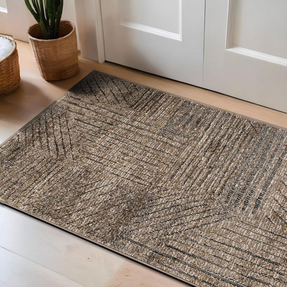 Rugshop Modern High-Low Patchwork Geometric Area Rug Indoor Brown 2'3&quo...