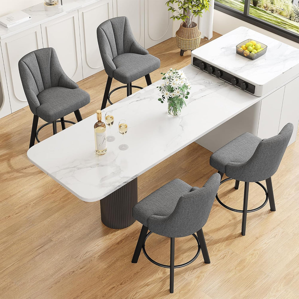YaFiti 24" Swivel Counter Height Bar Stools Set of 8, Dark Gray