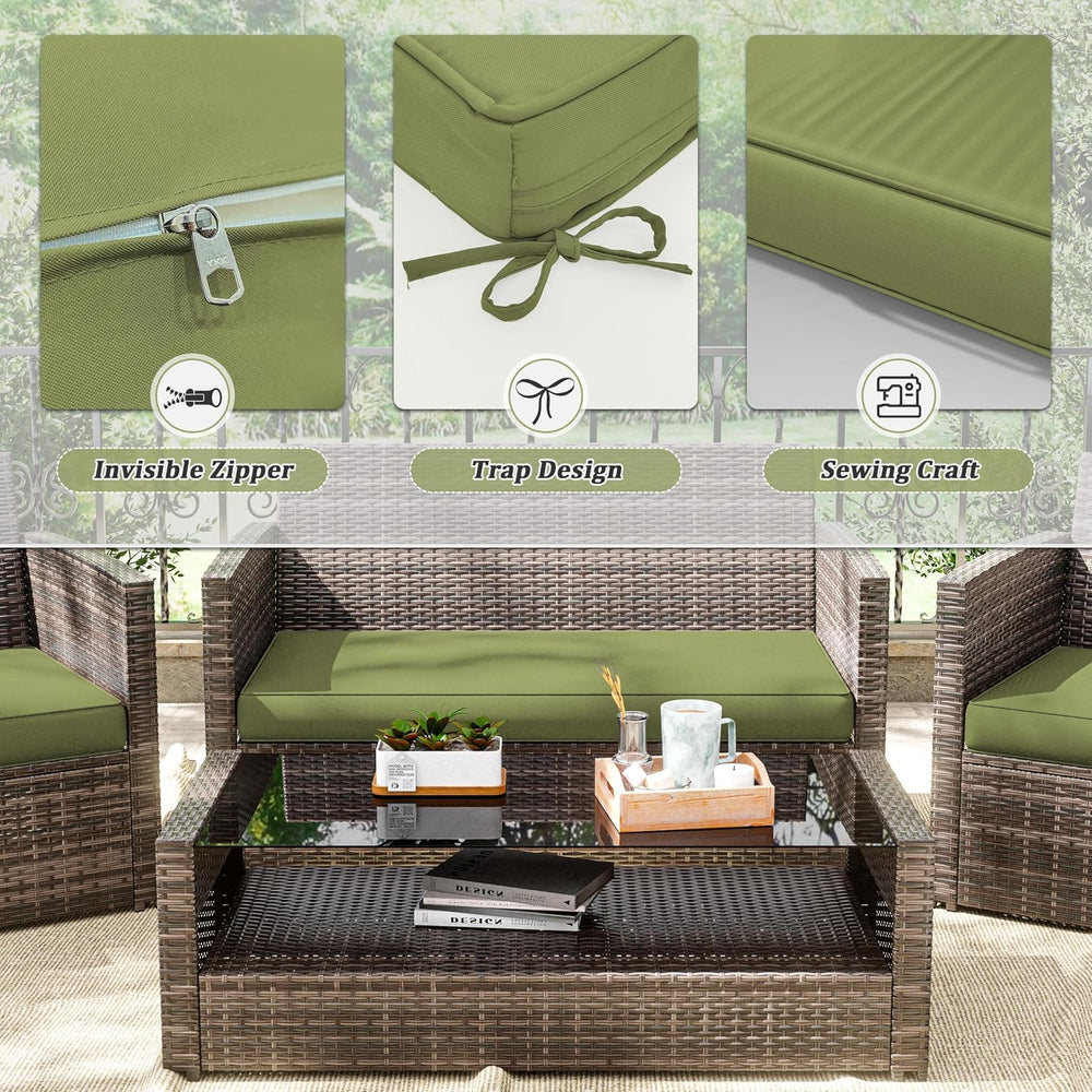 3 Pcs Outdoor Cushion Covers, Patio Cushion Covers Replacement Fit for 4-Seat...