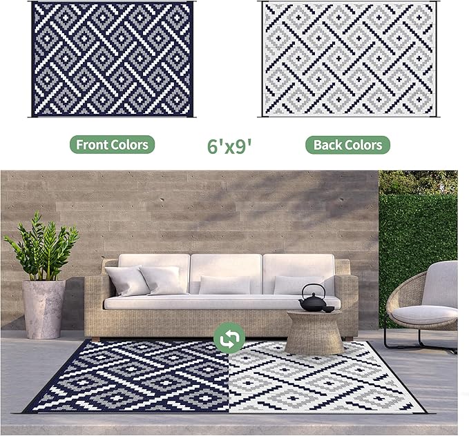 GENIMO Outdoor Rug for Patio Clearance, 6'x9' Waterproof Camping Mat,...