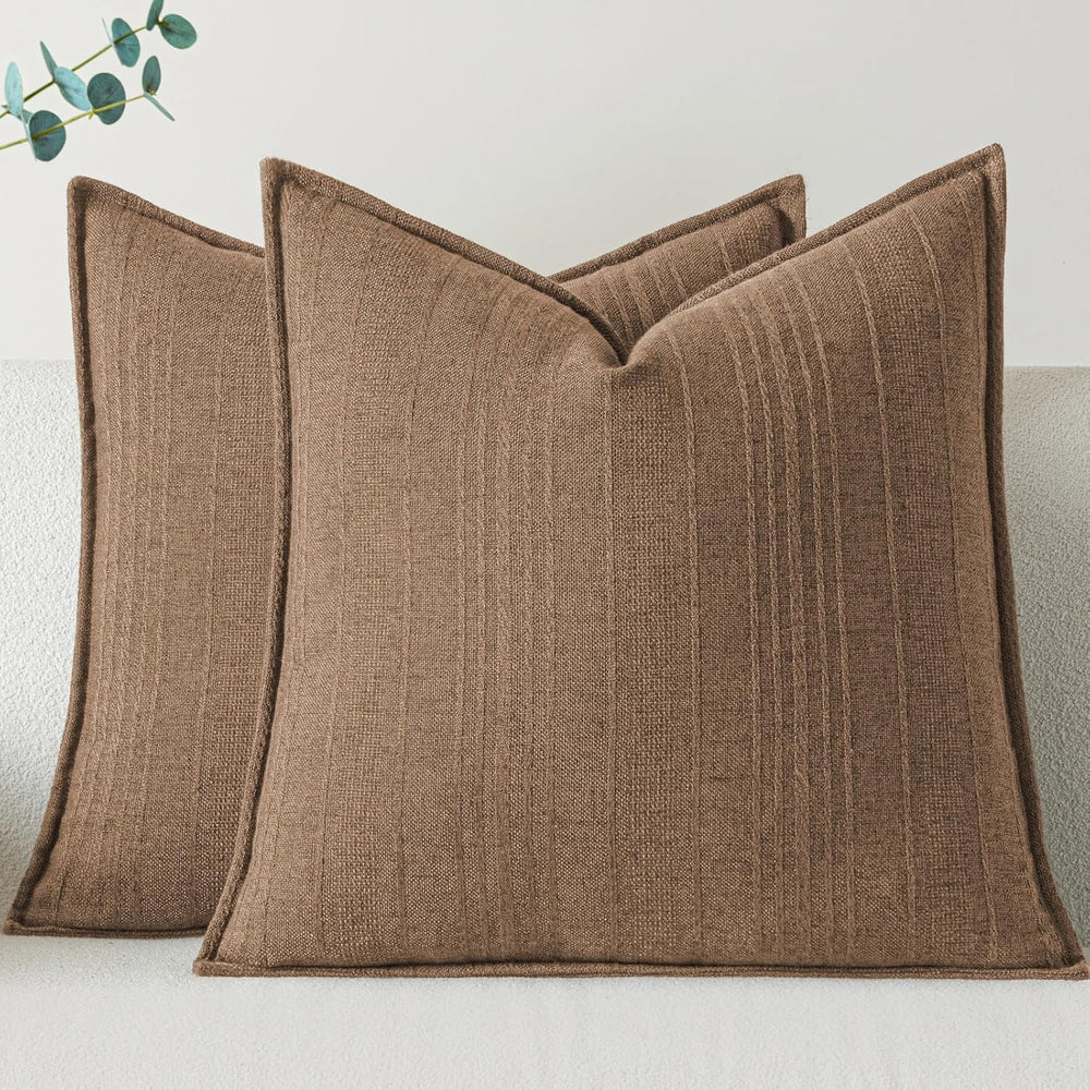 a moment Linen Pillow Covers Set of 2,Boho Farmhouse Throw Pillowcases Neutra...
