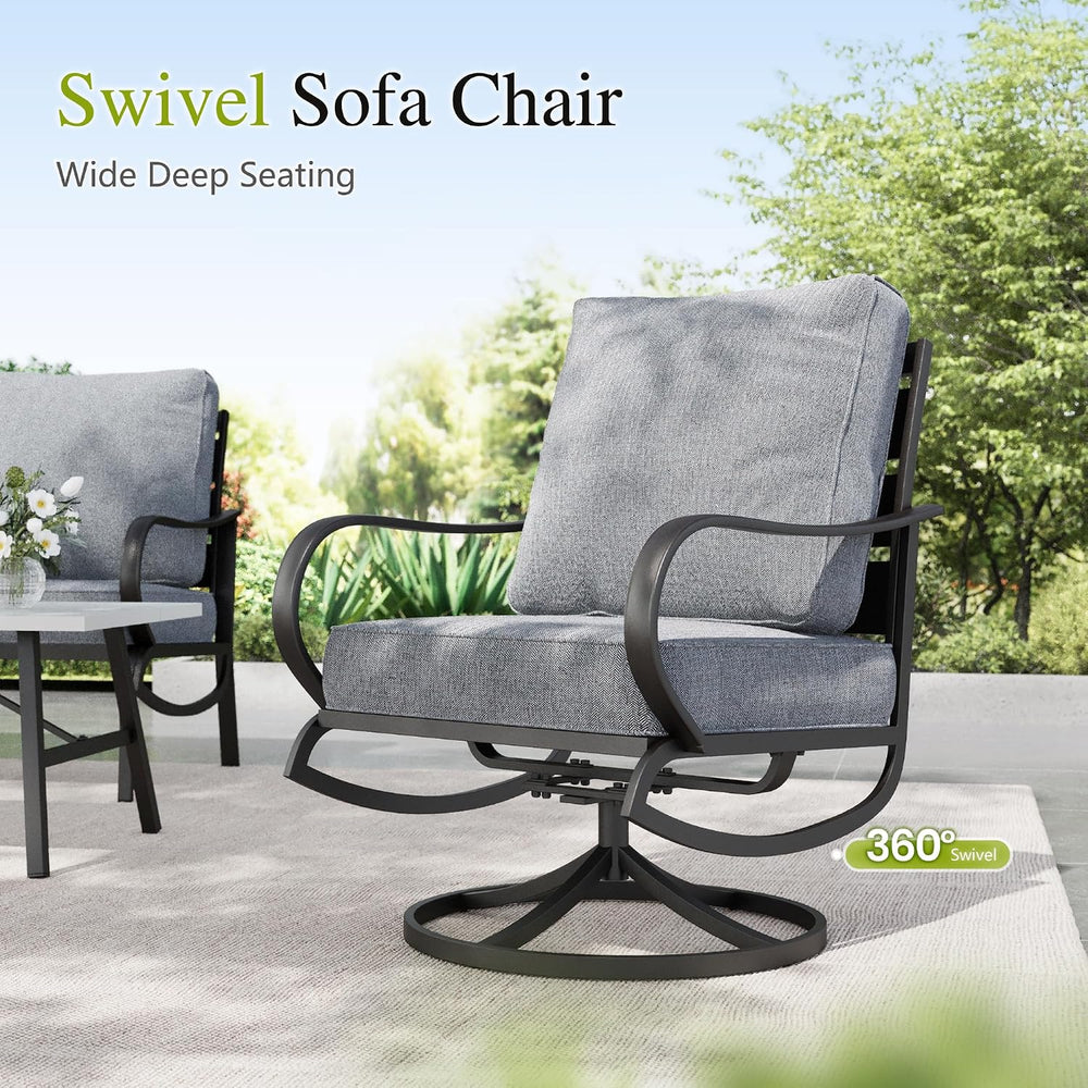 Sophia & William 5 Piece Metal Patio Furniture Set with Gray Cushions