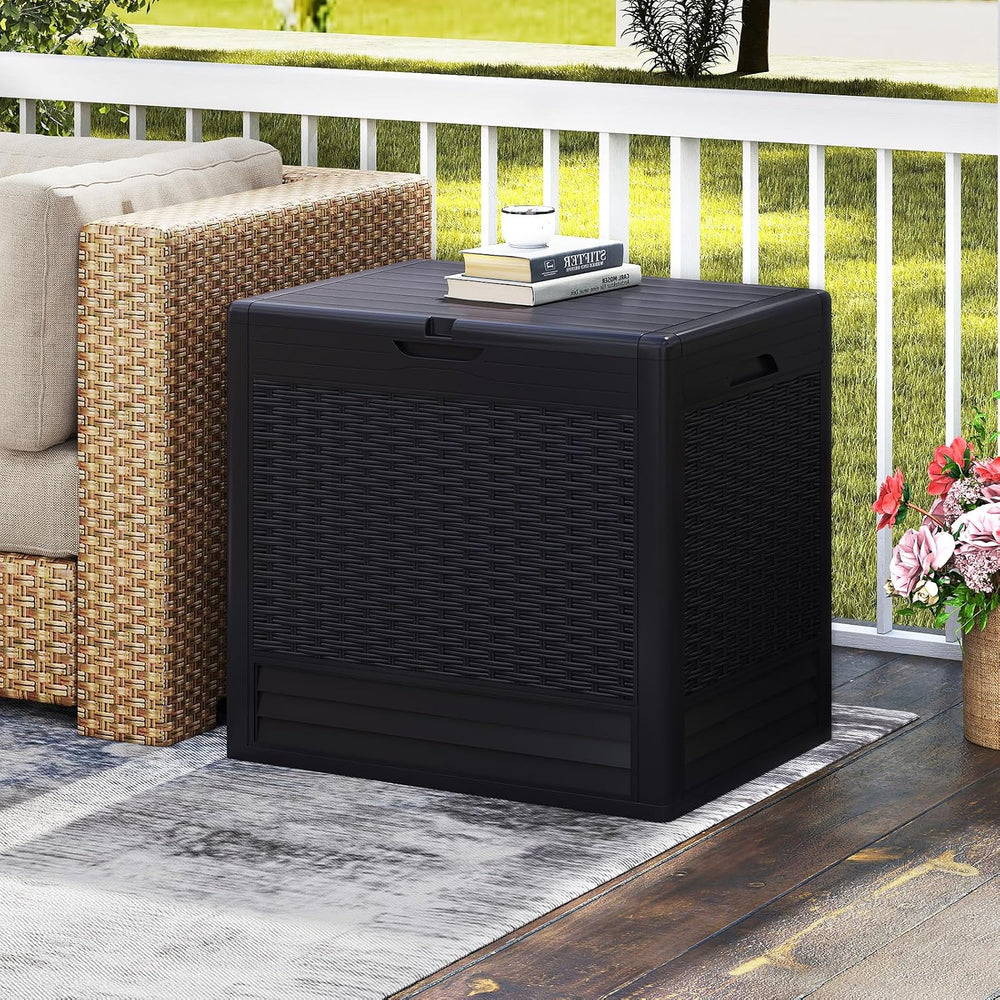 Tangkula 25 Gallon Waterproof Outdoor Storage Box with Lockable Lid