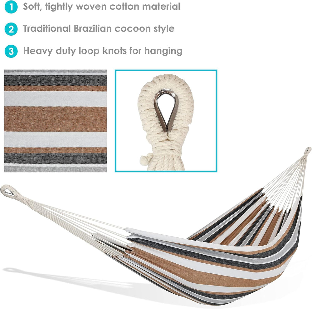 Sunnydaze Brazilian Double Hammock Without Stand, Portable, Calming Desert