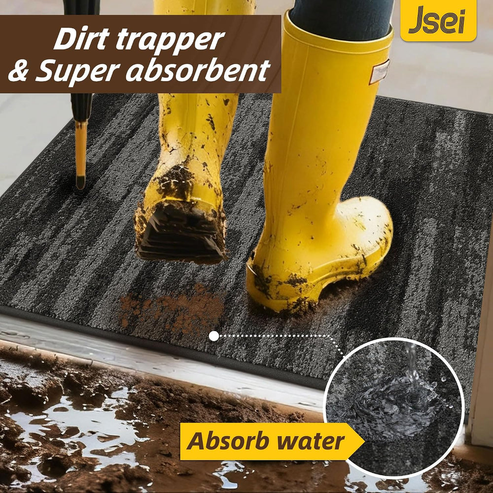 JSEI Dirt Trapper Door Mat 24"x36", Non-Slip Doormat, Light Gray