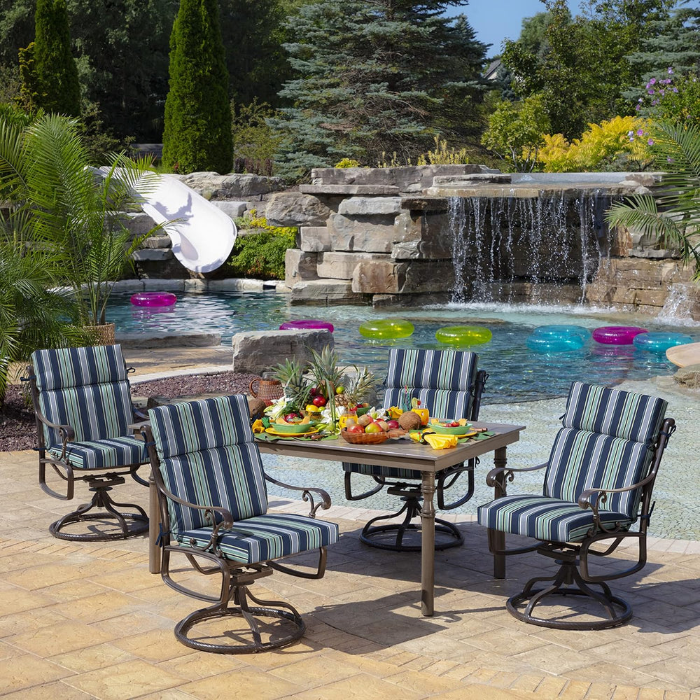 Arden Outdoor Chair Cushion, 21 x 20, Rain-Proof, Fade Resistant Sapphire Aur...