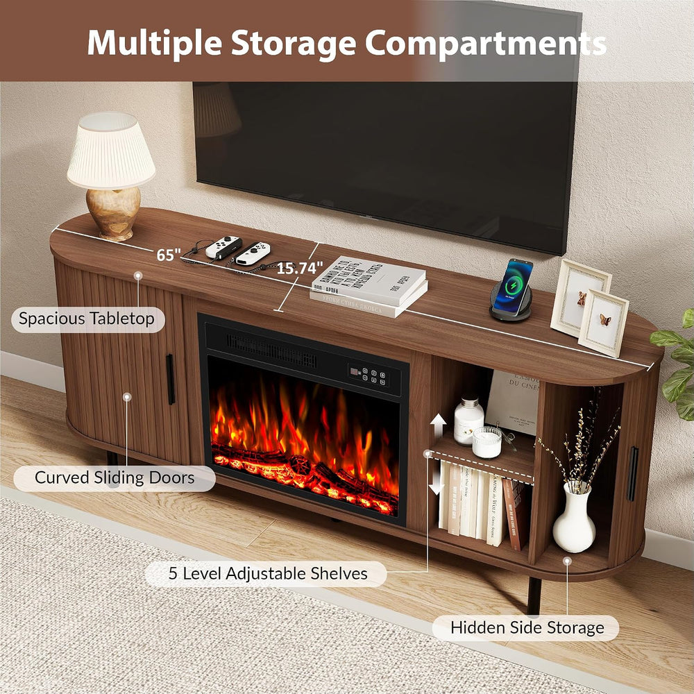 65" Fireplace TV Stand Electric Entertainment Center for TV Up to 75&quo...