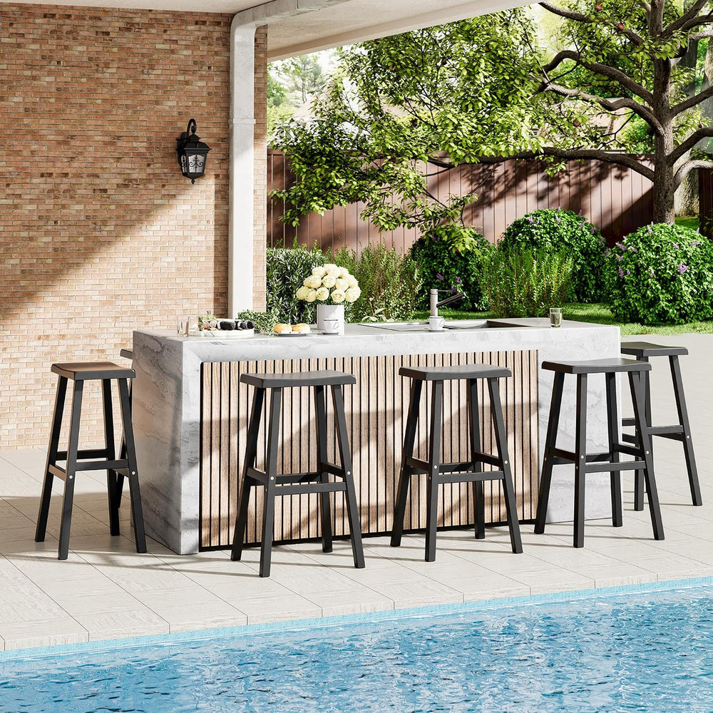 NUNU LAB Polywood Saddle-Seat Counter Height Bar Stools for Kitchen Island wi...