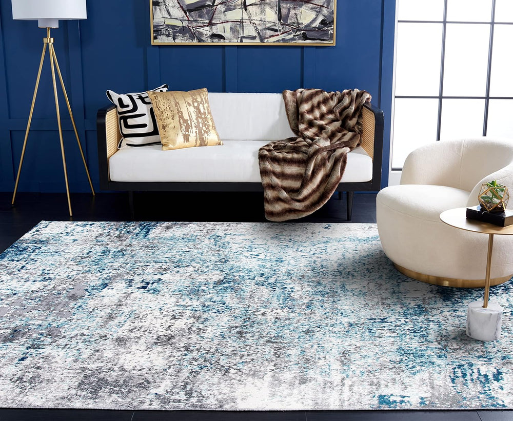 SAFAVIEH Aston Collection X-Large Area Rug - 12' x 18', Light Blue &a...