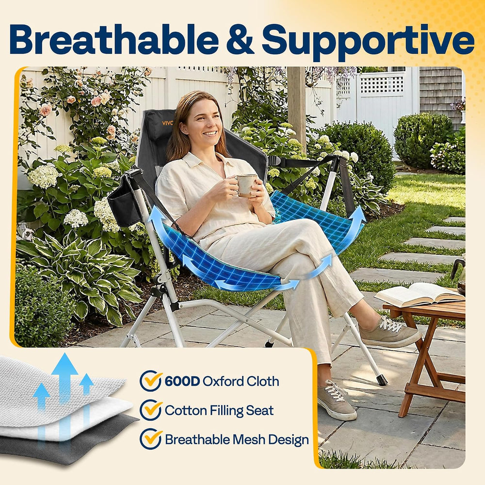 VIVOHOME Reclining Hammock Camping Chair, Portable Rocker Chair for Outdoor