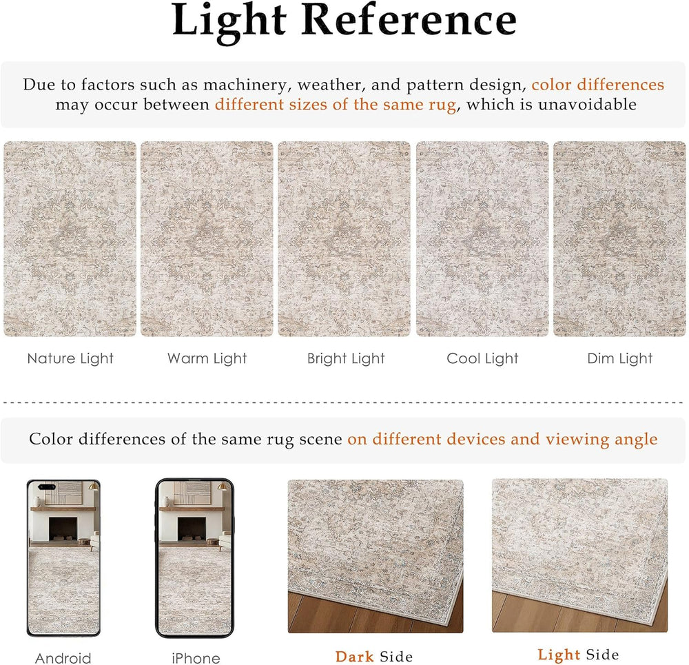 HUGEAR Beige Area Rugs 3x5 Washable Rug Indoor Carpet