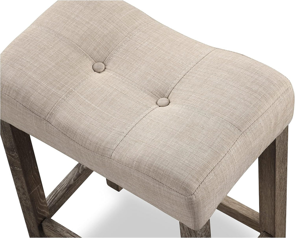 Roundhill Furniture Sora Button Tufted Counter Height Saddle Stools, Set of 2...