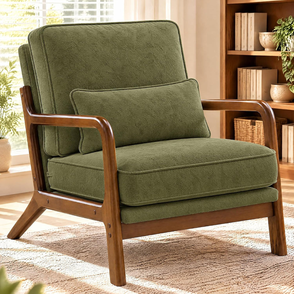 Mid Century Modern Accent Chair, Upholstered Lounge Chair,Green