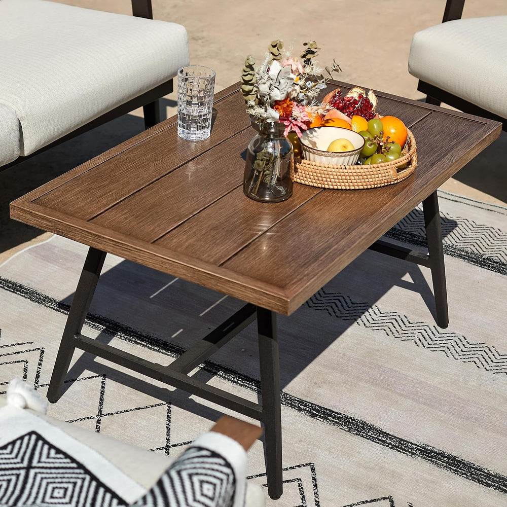 NATURAL EXPRESSIONS Outdoor Patio Coffee Table, Woodgrain Texture Tabletop