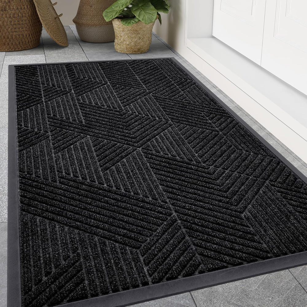 Smiry Front Door Mat Outside Entrance, Low Profile Rubber Doormat, 47x17