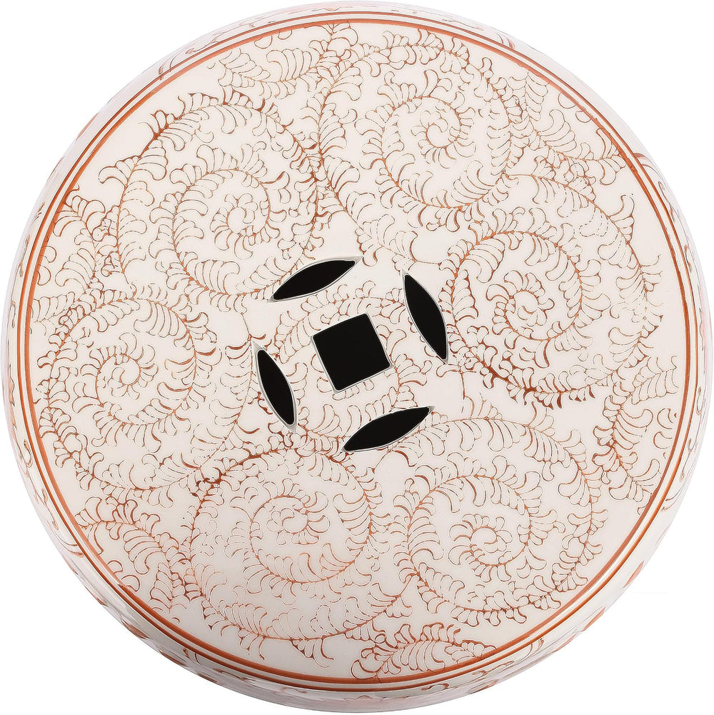 JONATHAN Y Double Happiness Ceramic Garden Stool 18" Table, Orange/White