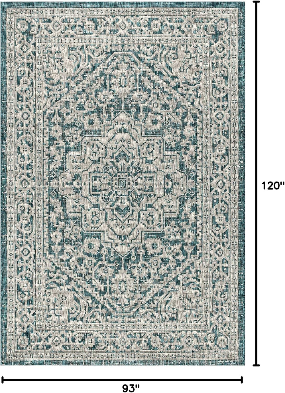 JONATHAN Y Medallion Weave Indoor Outdoor Area Rug 8X10 Teal Blue/Gray, Sinju...