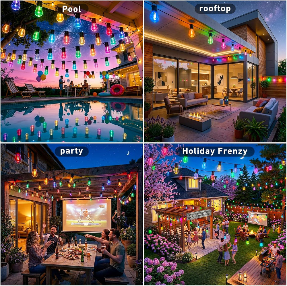 Outdoor String Lights,200FT Smart RGB+IC Patio Lights with Shatterproof LED B...